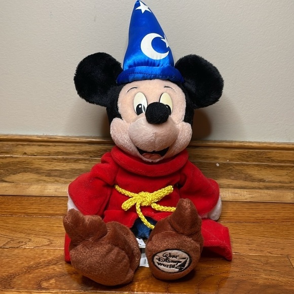 WALT DISNEY WORLD  Sorcerer Mickey Bean Bag Doll  Original Tag Vintage Fantasmic - Picture 2 of 11
